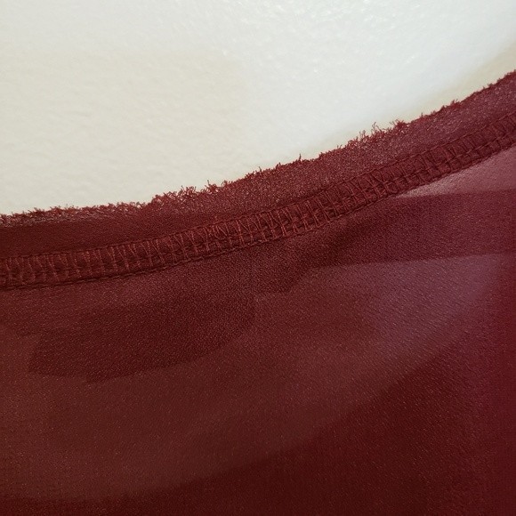 Sheer, blouse, quarter sleeve, garnet - Picture 6 of 10